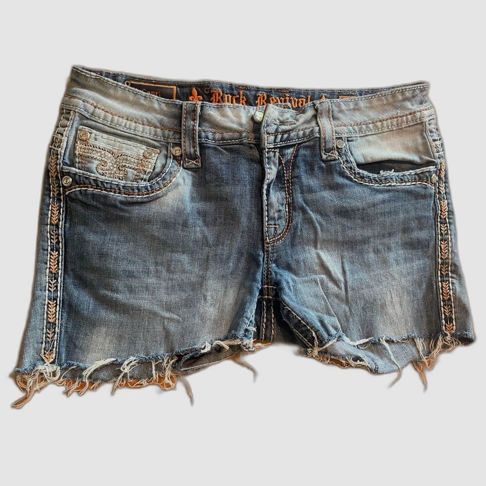 Rock Revival Women's Cut-Off Jean Shorts, Thrashed, Size 31, Short, Zen - Picture 2 of 14
